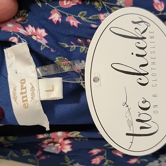 Floral Boho Entro Swing Dress Cut Out Back Size Large NWT - Picture 4 of 7